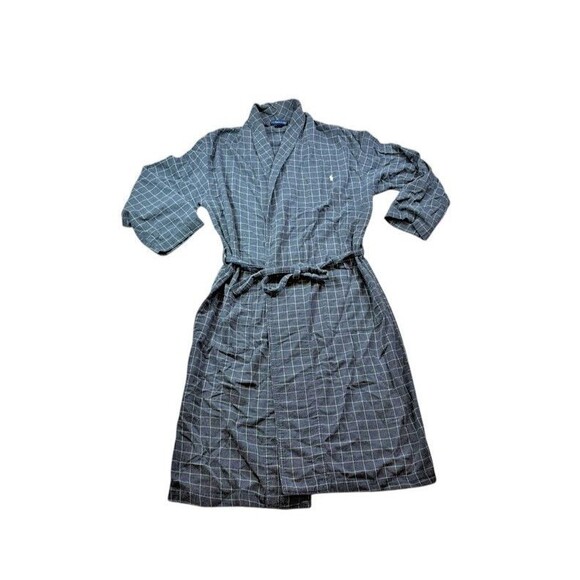 Polo Ralph Lauren Men’s Cotton Robe Size Small/Medium Plaid Windowpane Pony Logo - Picture 1 of 5